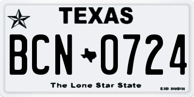 TX license plate BCN0724