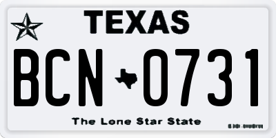 TX license plate BCN0731