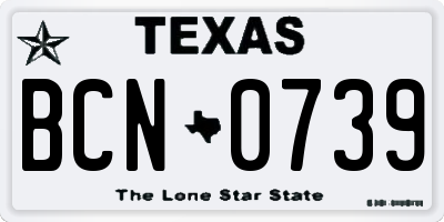 TX license plate BCN0739