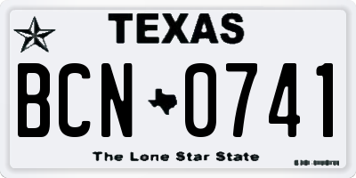 TX license plate BCN0741