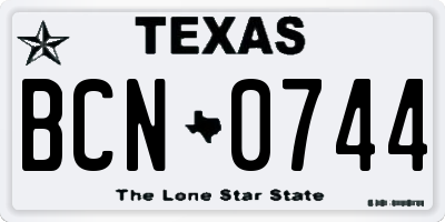 TX license plate BCN0744
