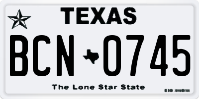 TX license plate BCN0745