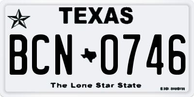 TX license plate BCN0746