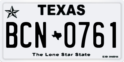 TX license plate BCN0761
