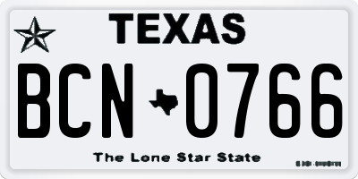 TX license plate BCN0766