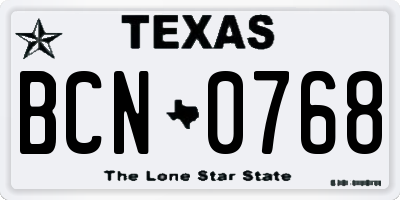 TX license plate BCN0768