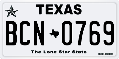 TX license plate BCN0769