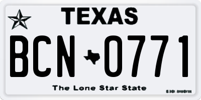 TX license plate BCN0771