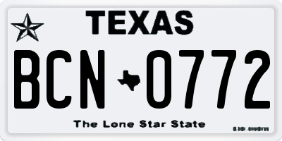 TX license plate BCN0772