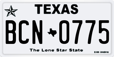 TX license plate BCN0775