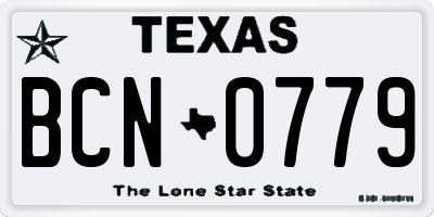 TX license plate BCN0779