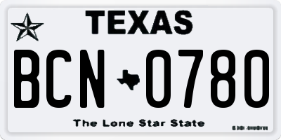 TX license plate BCN0780