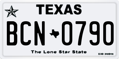 TX license plate BCN0790