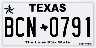 TX license plate BCN0791