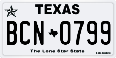 TX license plate BCN0799