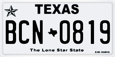 TX license plate BCN0819