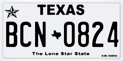 TX license plate BCN0824