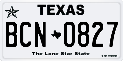 TX license plate BCN0827