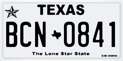 TX license plate BCN0841