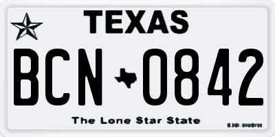 TX license plate BCN0842