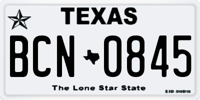 TX license plate BCN0845