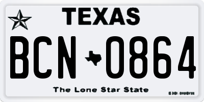 TX license plate BCN0864