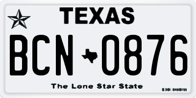 TX license plate BCN0876