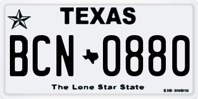 TX license plate BCN0880