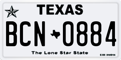 TX license plate BCN0884