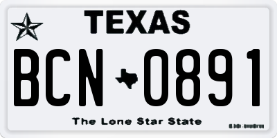 TX license plate BCN0891