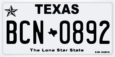 TX license plate BCN0892
