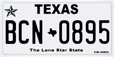 TX license plate BCN0895