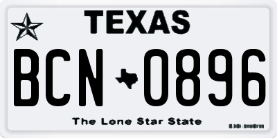 TX license plate BCN0896