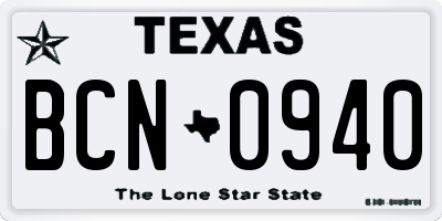 TX license plate BCN0940