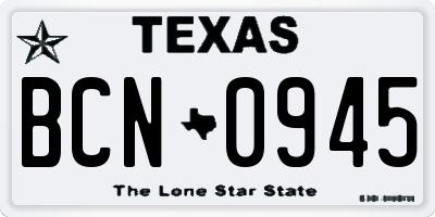 TX license plate BCN0945