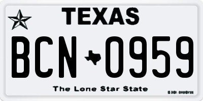 TX license plate BCN0959