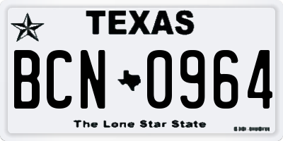 TX license plate BCN0964