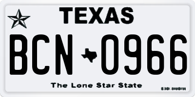 TX license plate BCN0966