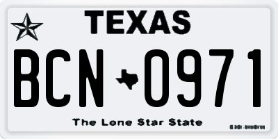 TX license plate BCN0971