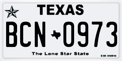 TX license plate BCN0973