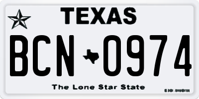 TX license plate BCN0974