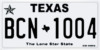 TX license plate BCN1004