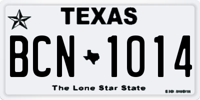 TX license plate BCN1014