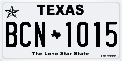 TX license plate BCN1015