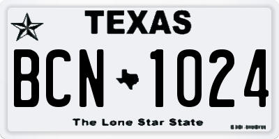 TX license plate BCN1024
