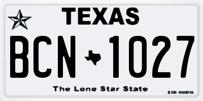 TX license plate BCN1027