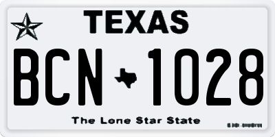TX license plate BCN1028