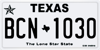 TX license plate BCN1030
