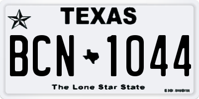 TX license plate BCN1044