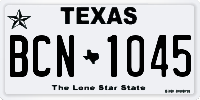 TX license plate BCN1045
